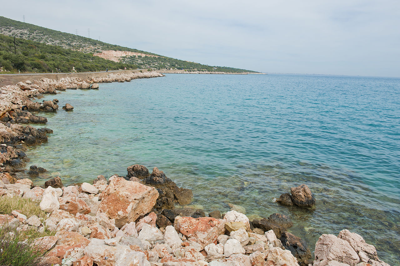 Mediterranean coast in Mersin Province with turquoise water and a rocky shore